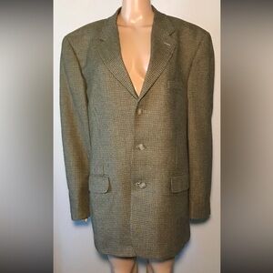 Vintage Club Room Men's Size R44 Plaid Single Three Button Flap Pockets Lined